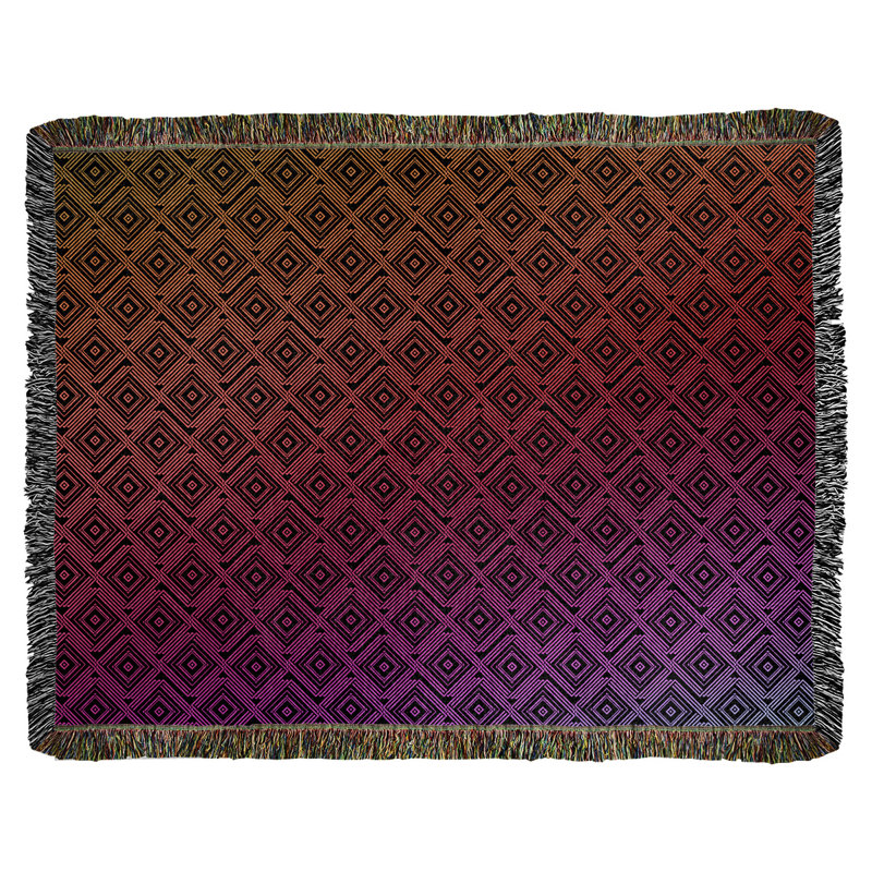 Couverture en coton tissé Katelyn Elizabeth, l 60 po x L 80 po, Orange / rose