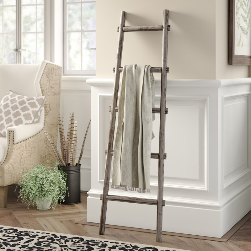 Darb Blanket Ladder, Gray, 59" H x 18" W x 2" D