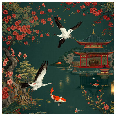 Japanese Temple Scene Comforter