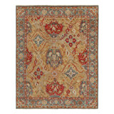 17Th Century Oushak Rug In Brown, Blue And Red Florals By Rug & Kilim