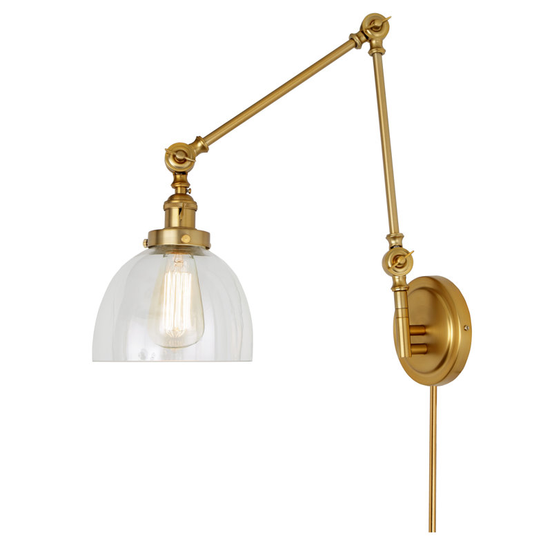 Martucci Plug-in Swing Arm Sconce, Satin Brass