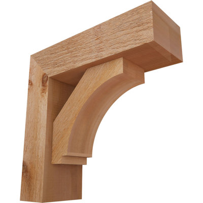 6"W x 18"D x 18"H Imperial Block Rough Sawn Bracket w/ Offset Brace, Western Red Cedar
