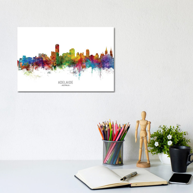 Adelaide Australia Skyline by Michael Tompsett - Print on Canvas, 20.32 cm H x 30.48 cm W, Wrapped Canvas