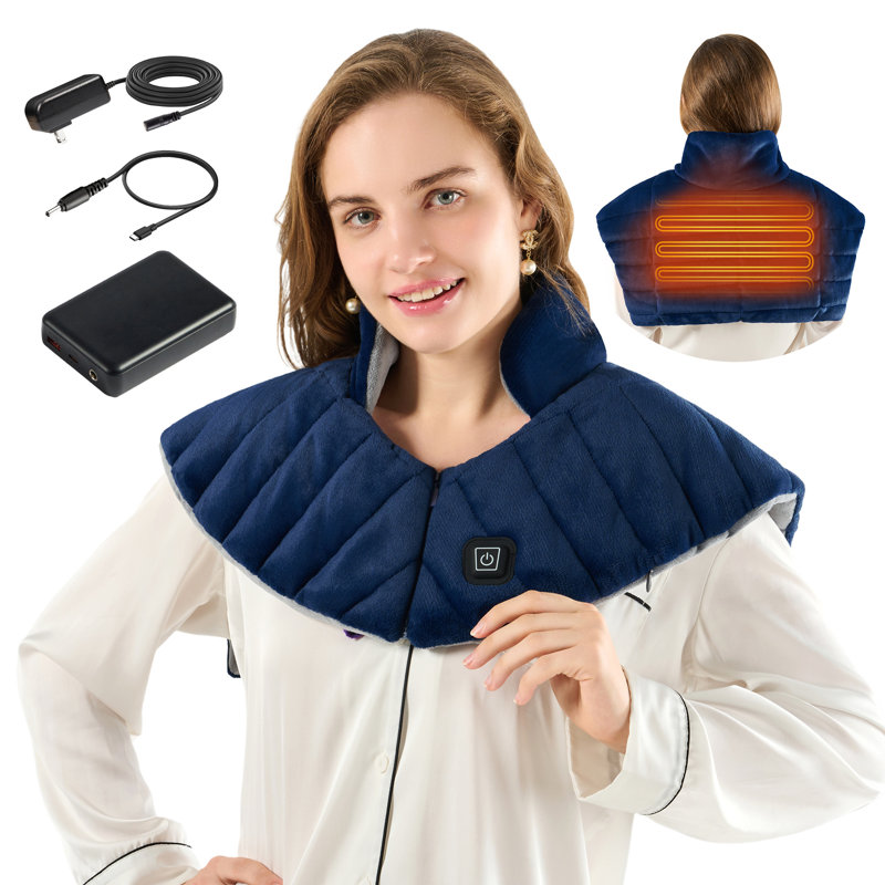 Hothugz Portable Rechargeable Heating Pad - Weighted Cordless Heat Wrap For Neck, Shoulder & Back Pain Relief With 3 Temperature Settings