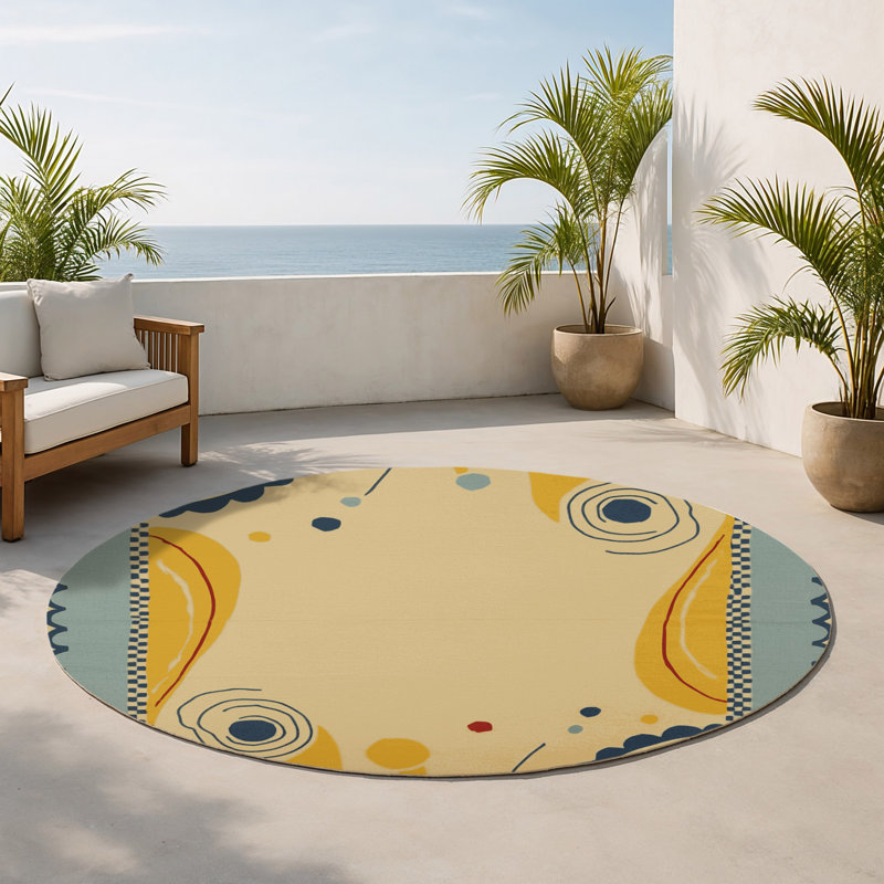 Dynamic Bop Indoor And Outdoor Area Rug, Round 5'