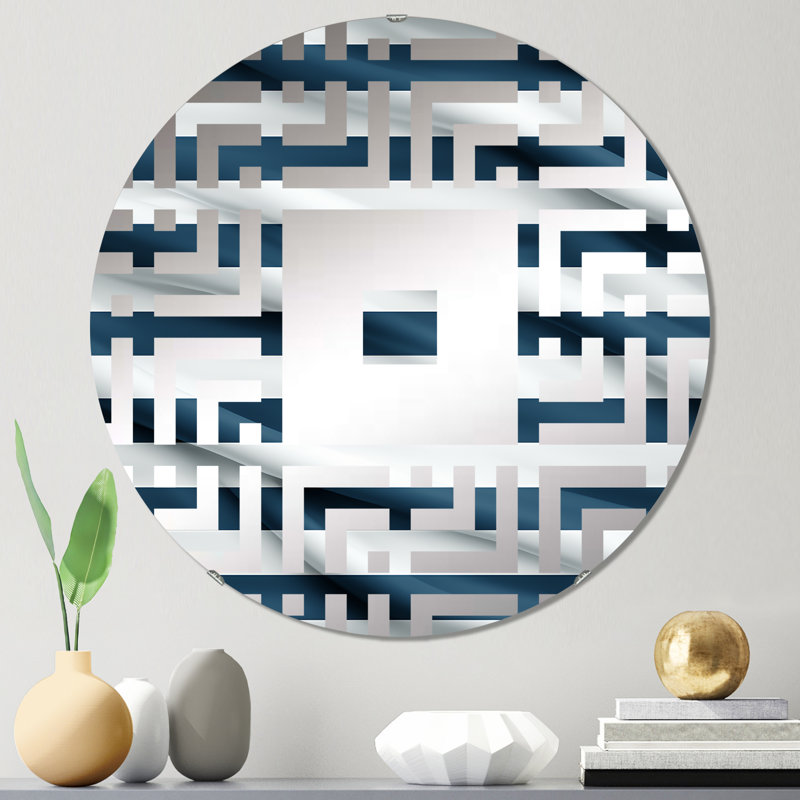 Nautical Blue Stripes Coastal Pattern - Square Wall Mirror, 23.6" x 23.6"