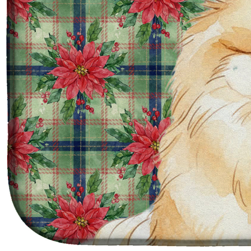 Tapis de séchage crème Poméranie Noël Poinsettias