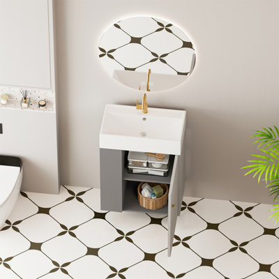 Meuble-lavabo mural 21,6 po avec lavabo en céramique