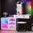 Makeup Vanity Table With Charging Station, Glass Top, Rgb Lights, 6 Drawer Dresser, Storage Cabinet-743133599