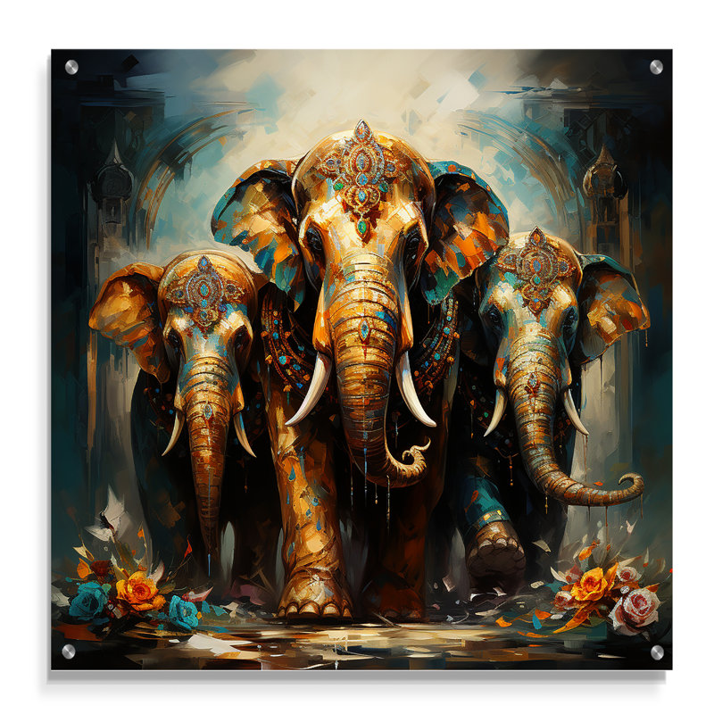 Tomika - Art asiatique, art mural acrylique, H 16 po x l 16 po