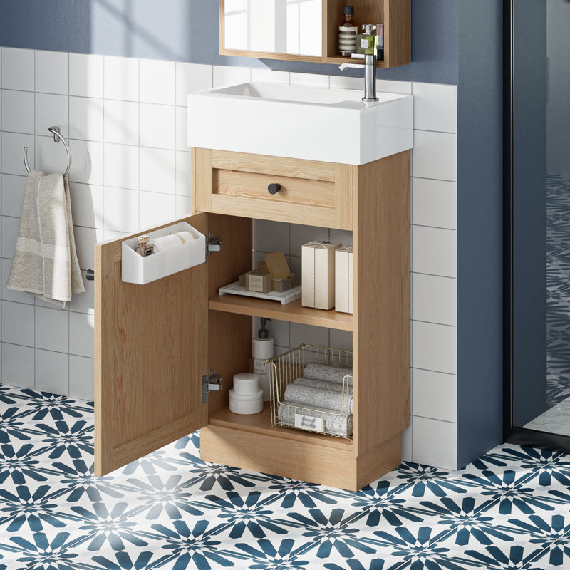 Meuble-lavabo 18,5 po avec lavabo en résine et tablette réglable pour petits espaces