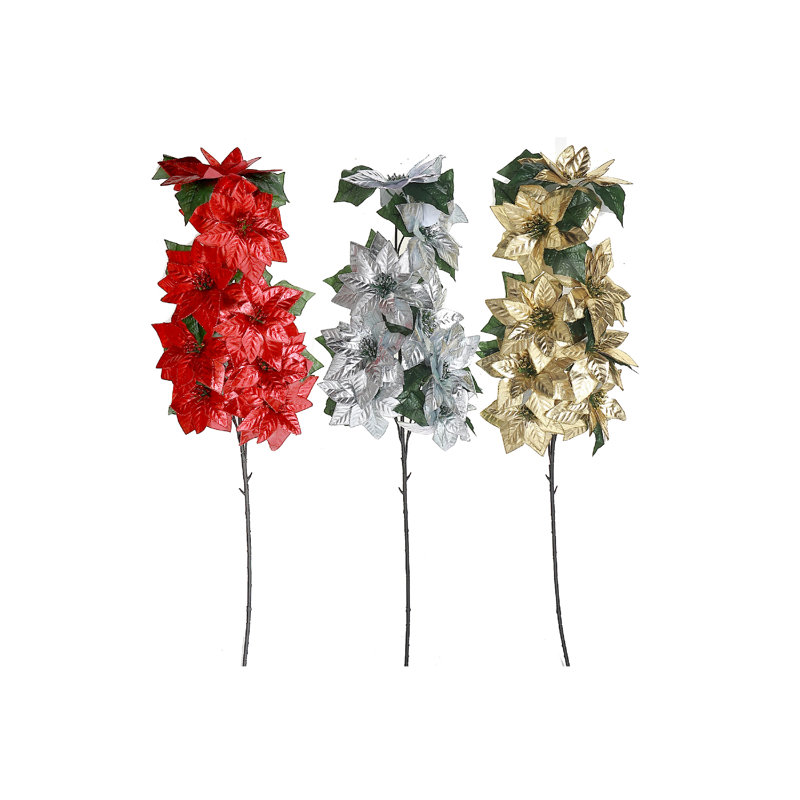 Poinsettia brillant - ensemble de 3