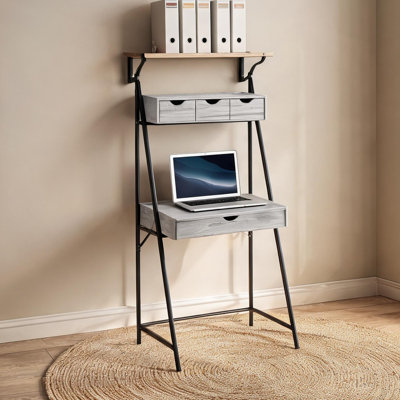 Bureau combinant espace de travail à domicile, tiroir, étagères et tablette, comme sur la photo, rangement, 81 cm (32 po)