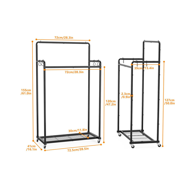 72.5cm Rolling Clothing Rack