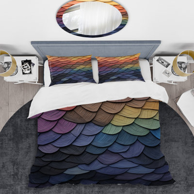 Colorful Geometric Feather Shapes - Abstract Geometric Duvet Cover Set