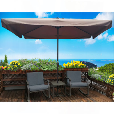 10 X 6.5Ft Rectangular Patio Umbrella Outdoor Market Umbrellas With Crank And Push Button Tilt For Garden Swimming Pool Market
