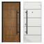 Porte avant en acier pré-suspendue à l'avant / deux en chêne naturel 6683/2 fenêtres latérales extérieures à l'extérieur / entrée en métal peint moderne l 12 + 36 + 12 po x H 80 po à gauche-98195791-98195794