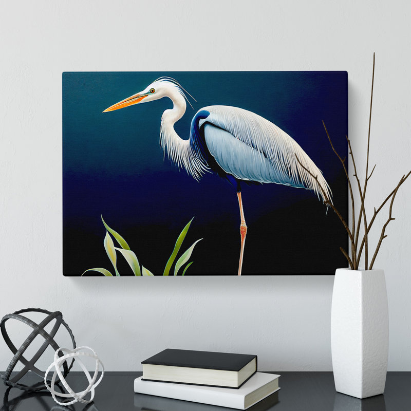 Exciting Heron Bird - Wrapped Canvas, 50cm H x 76cm W x 3cm D