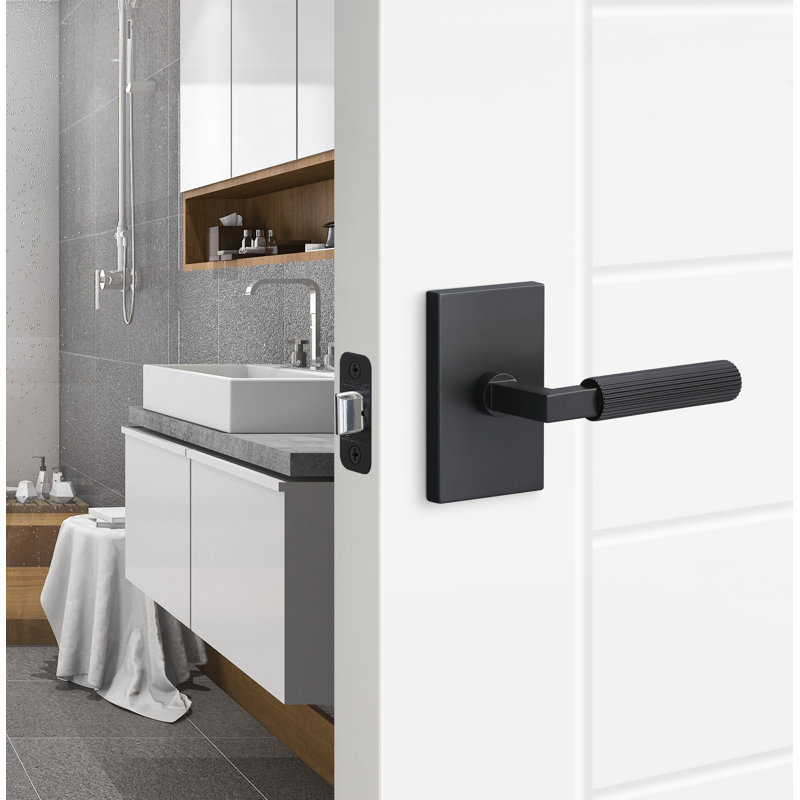 Levanto Passage Rosette, Straight Knurled Grip, Satin Brass/Satin Nickel