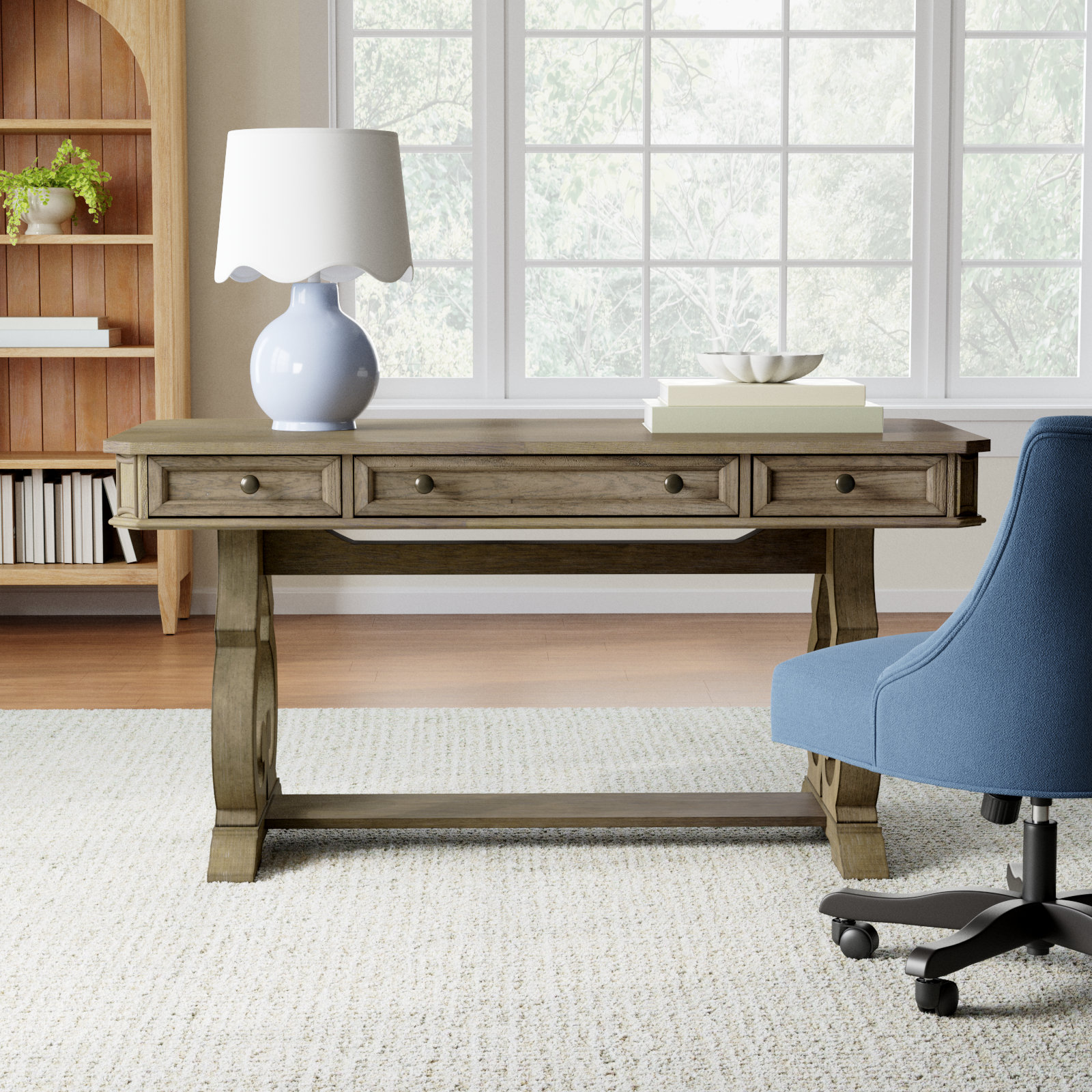 Abana 3-Drawer Writing Desk with Keyboard Tray