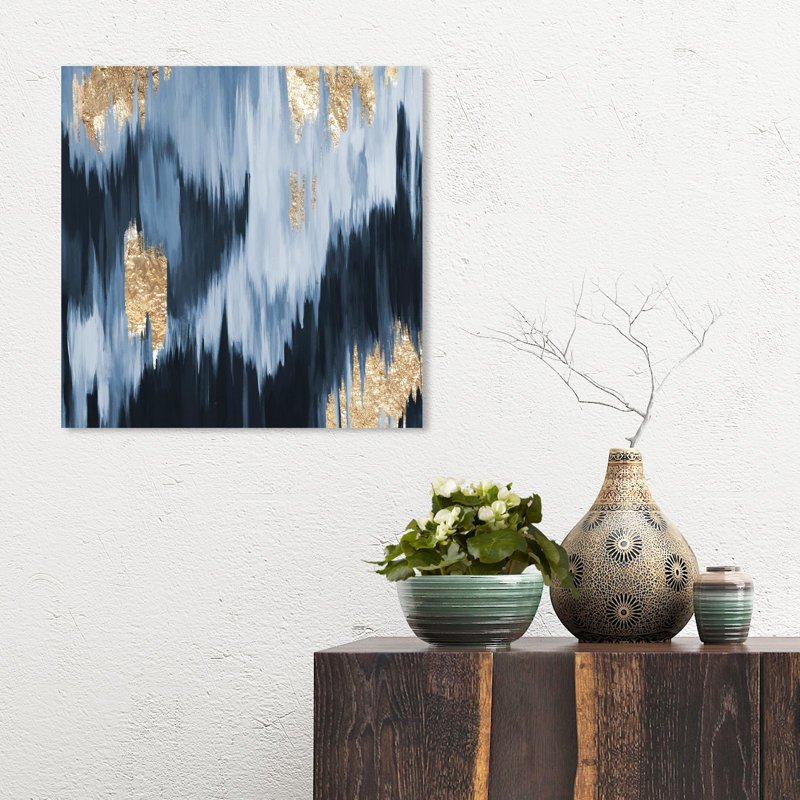 Abstrait, coups de peinture glamour moderne et reproduction d'art sur toile pour le salon, H 16 po x l 16 po x 1,5 po