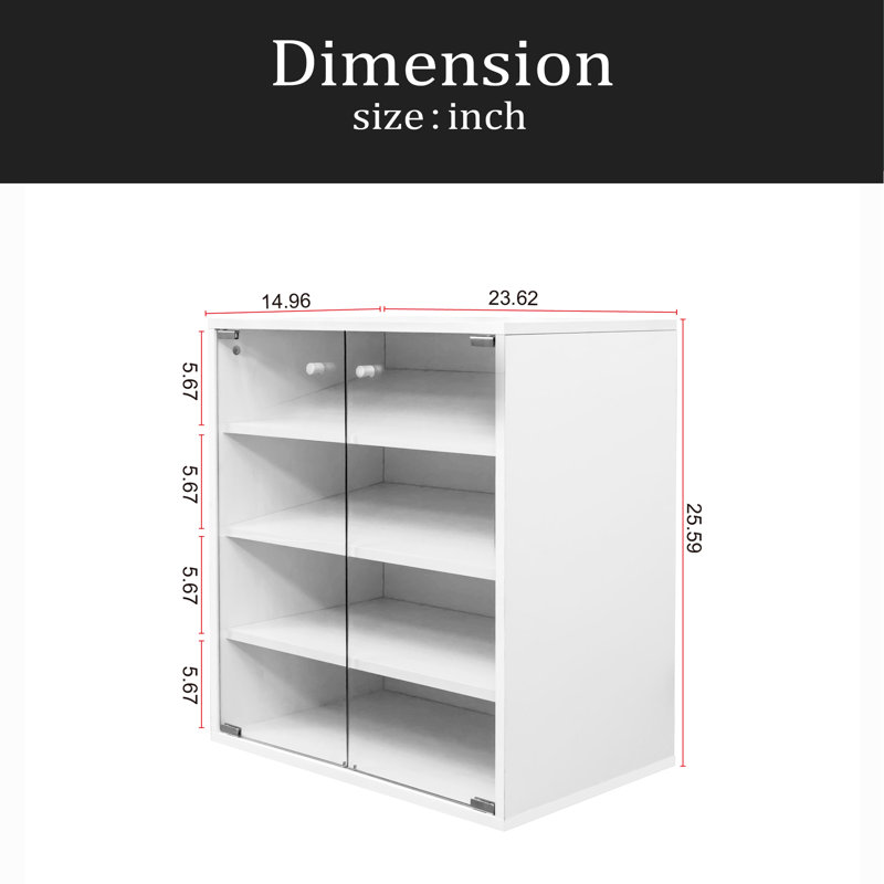 Shoe Box With RGB LED Light, Wooden Stackable Shoe Storage Box With Glass Door, Shoe Storage Bin Shoe Display Case For Sneakers (4 Tier-1)