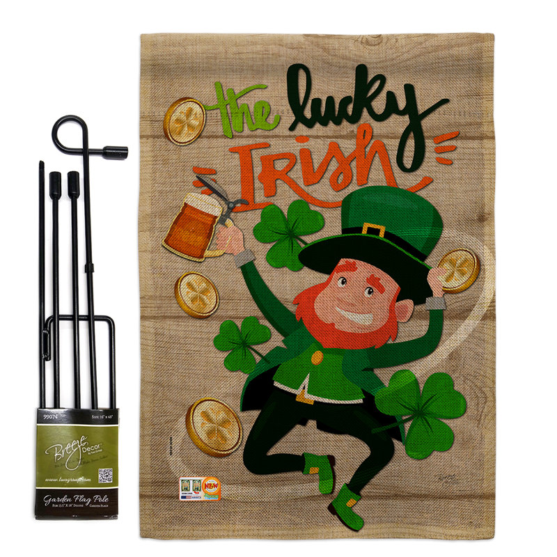 "st patrick" , impression en polyester de 2 côtés 18,5 x 13 po ensemble de drapeau
