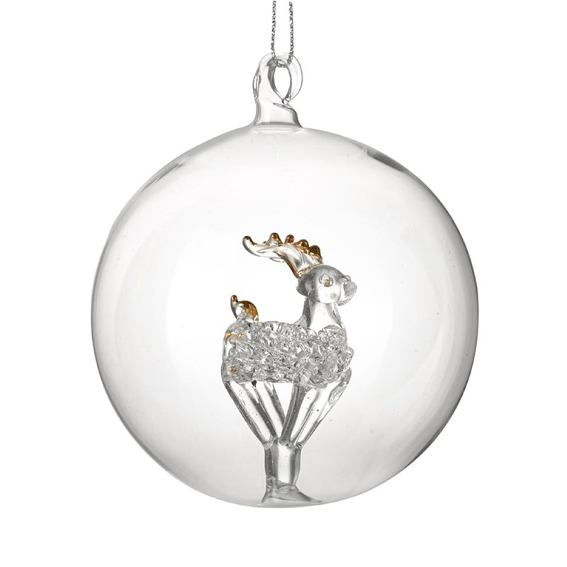 8cm Clear Glass Animals Bauble