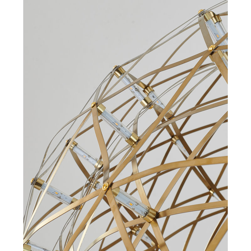Eclectic Gold LED Gold Globe Chandelier, 38" H x 38" W x 38" D, Satin Nickel