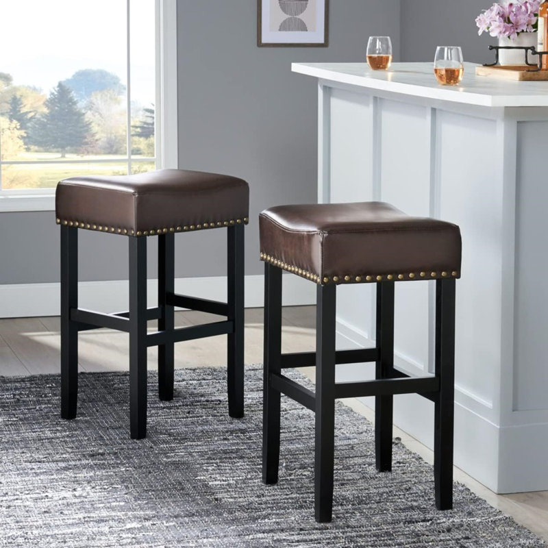 Ensemble de tabourets de comptoir en cuir sans dossier Inch
