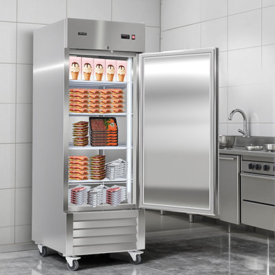 Commercial Reach-In Freezer 29" W, 22 Cu.Ft Stainless Steel Upright Freezer with Single Door, Auto-Defrost, 4 Adjustable Shelves, -11 to 14℉ Temp Control, LED Light, ETL Certified