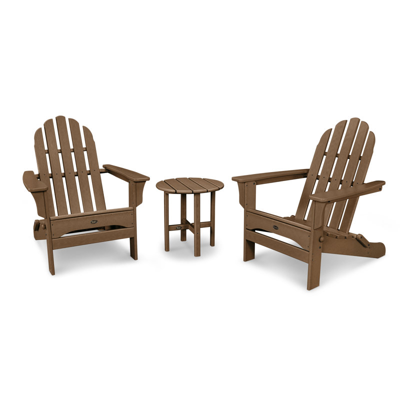TREX Outdoors Cape Cod Folding Adirondack Set with Side Table, Tree House