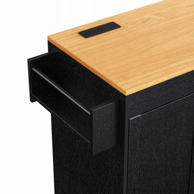 74.8" Kitchen Island with Extendable Dining Table,3 Drawers, Power Outlet