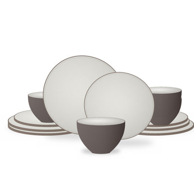 Gibson Elite Plates and Bowls Set, 12 Piece Dinnerware Dishes for 4