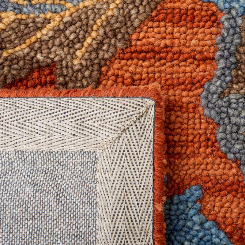 Tapis en laine / coton touffeté à la main à motif floral Gagner, Rectangle 8 pi x 10 pi