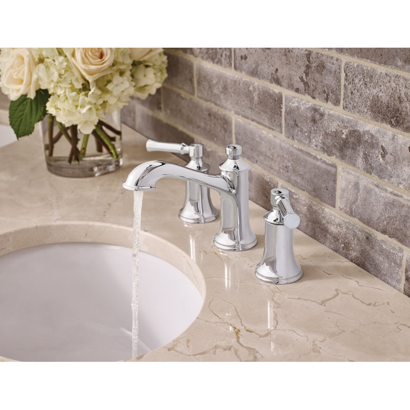 Robinet de salle de bain à large entraxe avec bonde Dartmoor, Nickel brossé