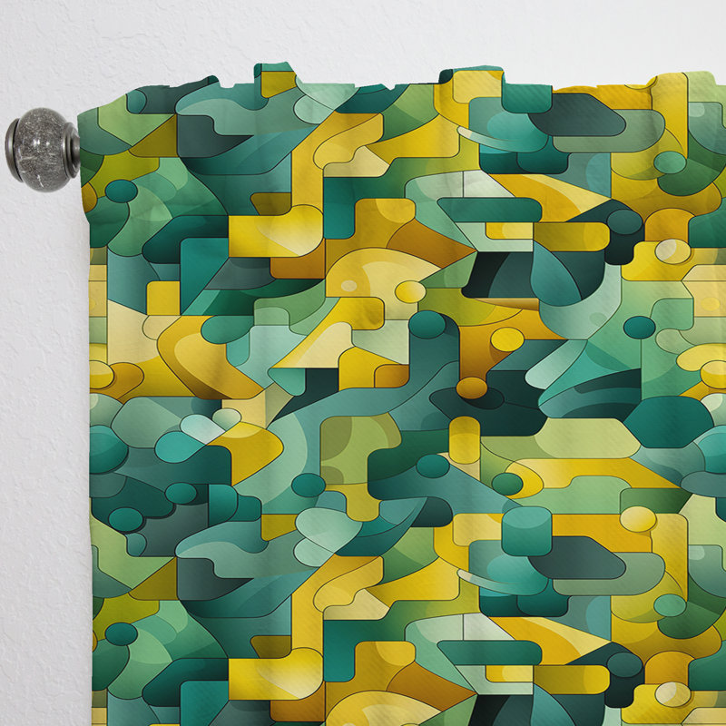 Popart vert et jaune jeu de réflexion - Rideau obscurcissant géométrique abstrait - 1 panneaux, L 52 po x L 90 po