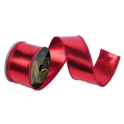 2.5" x 10yd Foil Wired Ribbon with Matching Backing. Measuring 2.5 inches in width and 10 yards in length, it's perfect for a variety of festive projects.