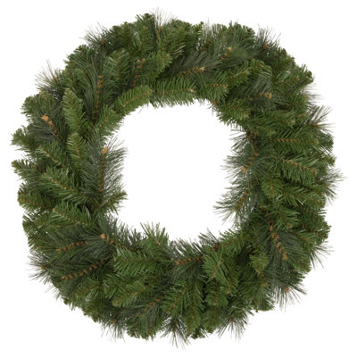 Couronne de Noël artificielle mixte en pin 24 pouces non éclairée