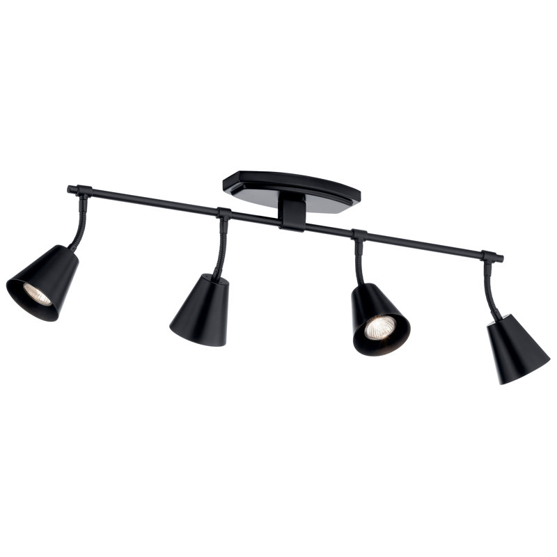 Éclairage sur rail à quatre lumières Ruby-Jade, Noir