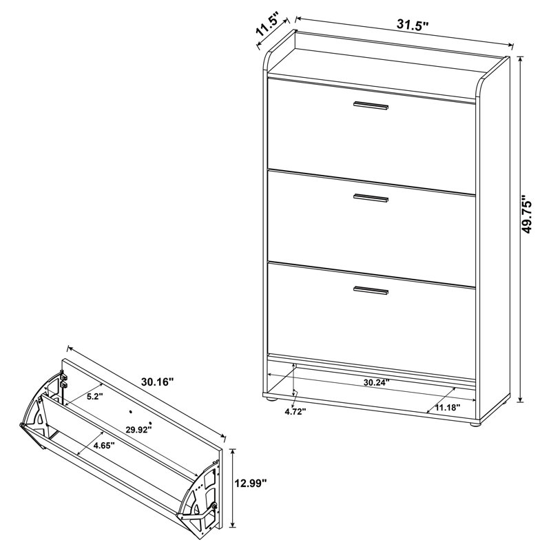 Freidin 21 Pair Flip Down Shoe Storage, Natural/Grey