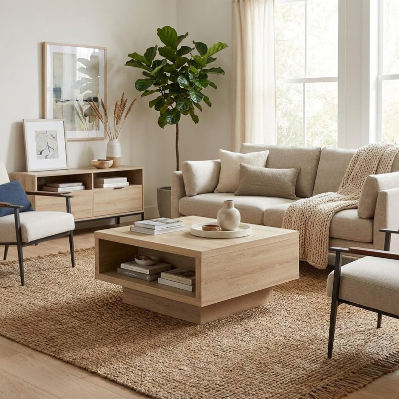 Caomhan Pedestal Coffee Table with Storage, Olso Oak
