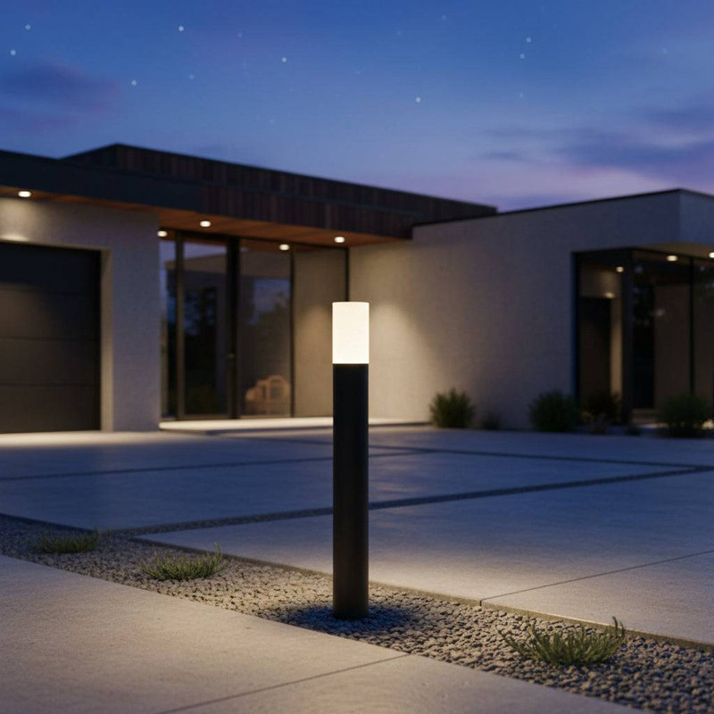 Black Aluminium Bollard Light, 70cm H x 6cm W x 6cm D