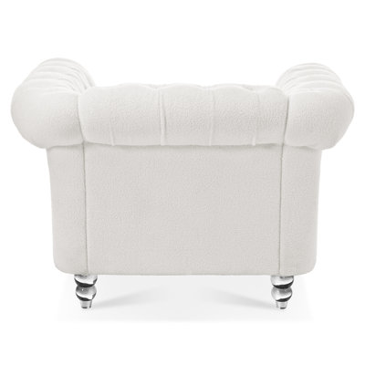 Hearthstone Classic White 1-Seater Sofa Chair With Tufted Back for Living Room