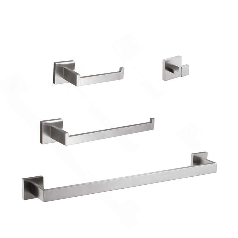 Ensemble de quincaillerie de salle de bain 4 pièces, Nickel brossé