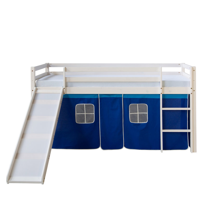 European Single (90 X 200 Cm) Loft Bed, Blue / White / Grey