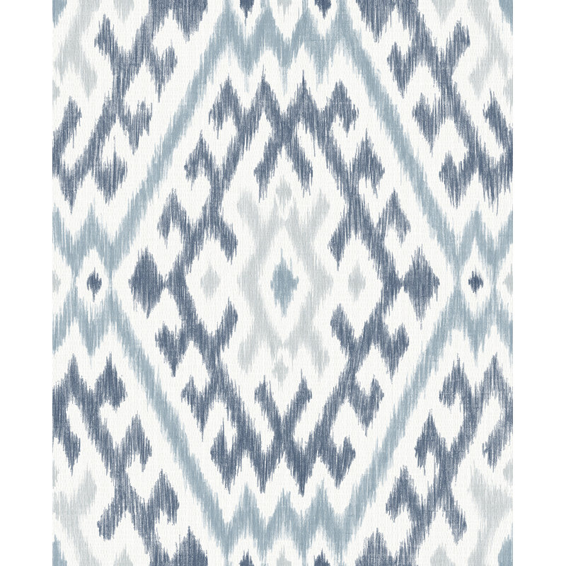 Solola Chartreuse Ikat Wallpaper, Blue
