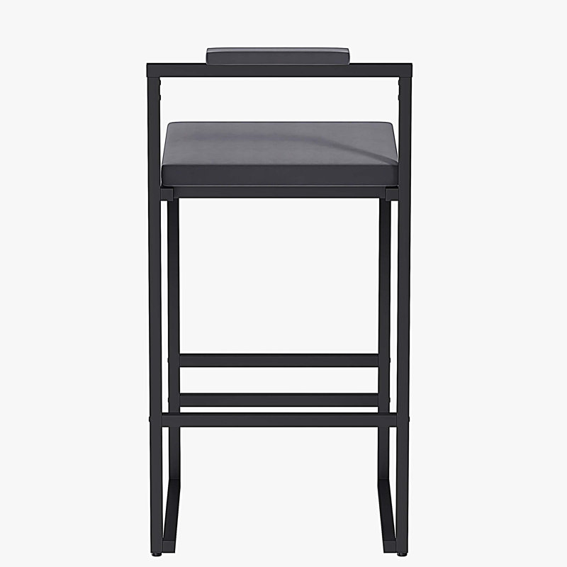 Tabourets de bar rembourrés en velours (noir et gris, ensemble de 2), Noir, Gris