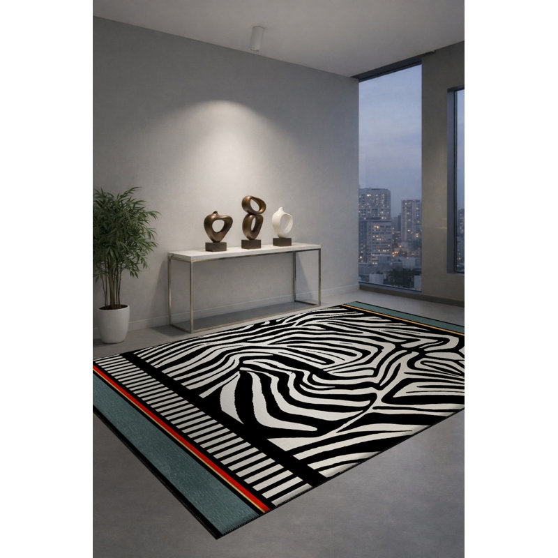Tapis tissé crème à imprimé tigre Mosso, 6'7" x 9'10"