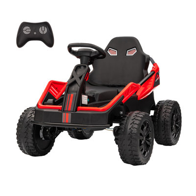 Kart électrique et VTT 24V 200W 4x4 avec siège réglable 16 "pour enfants | 4 amortisseurs, roues résistantes à l'usure et musique pour les grands enfants - Cadeau de Noël